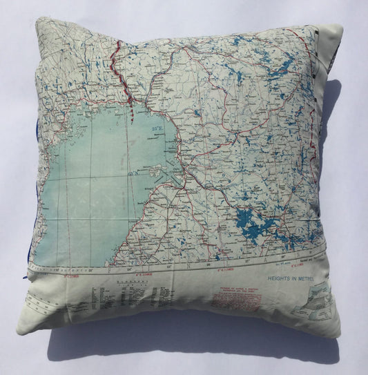 Map 0f Finland Cushion 46 cm x 46 cm - Unique Luxury Embroidered Cushion Cover by Nigel Graham Cheney  Front