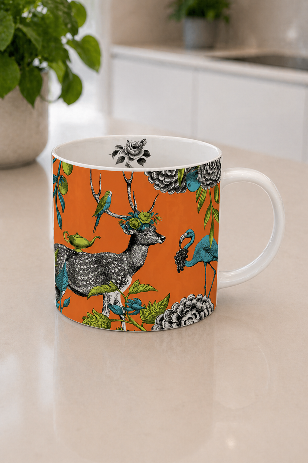 Menagerie_Deer_Bone_China_Mug_Orange_in_situ