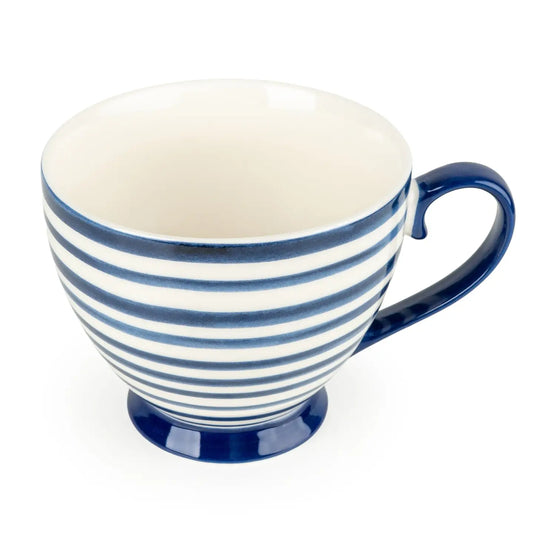 Navy/White Striped Footed Mug By Jeff Banks
