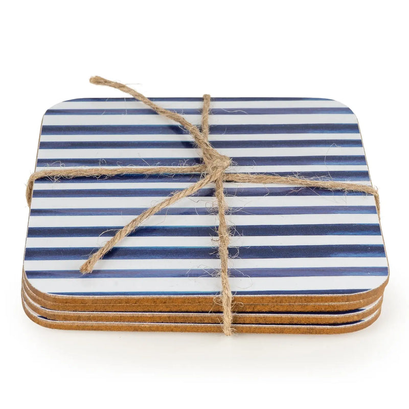 Navy/White Striped Set of 4 Coasters By Jeff Banks#2