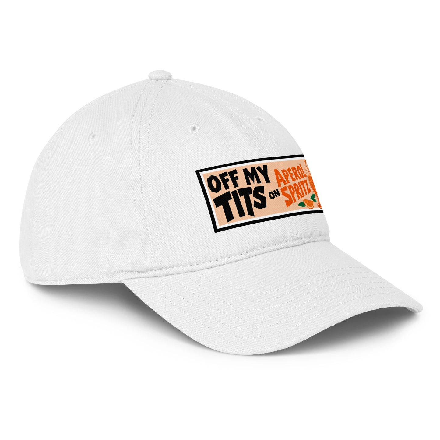 Off My Tits on Aperol Spritz Low-profile Baseball Cap Product mockup 4