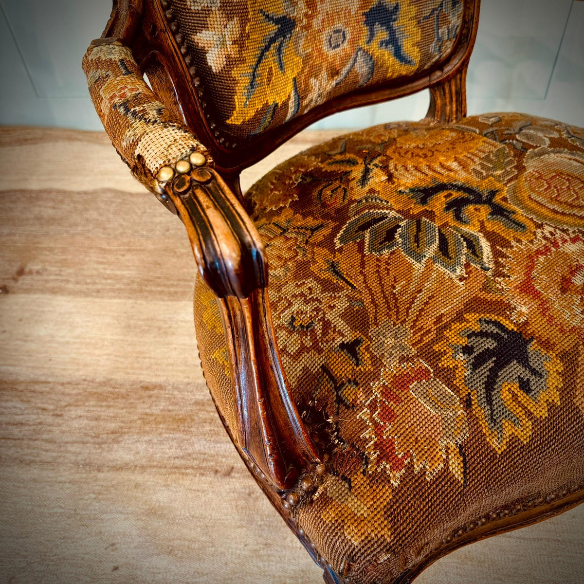 Pair of 19th Century French Louis XV Style Fauteuils (Armchairs) -Original Covers 2