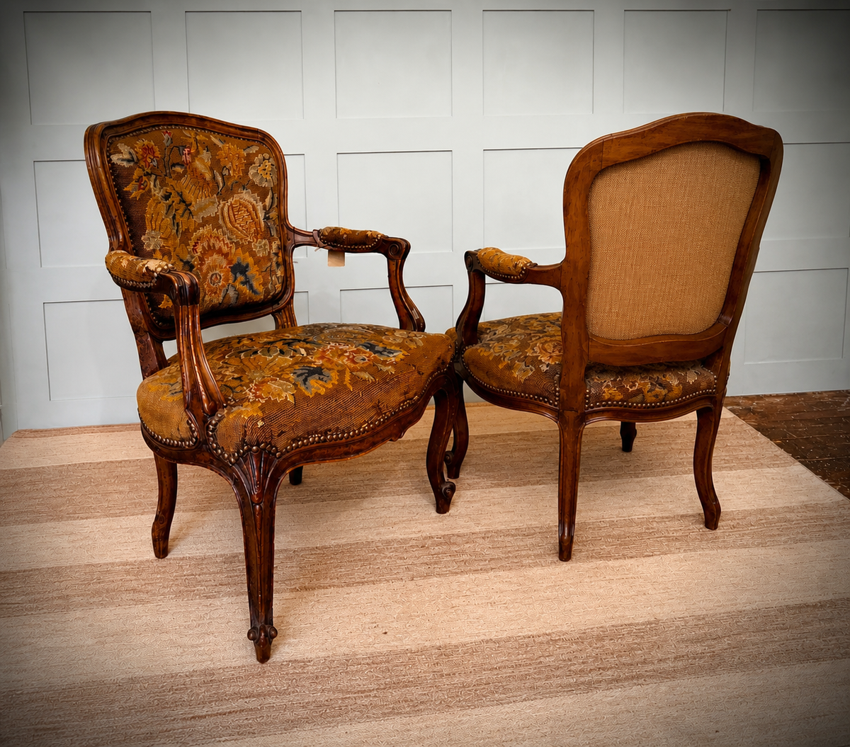 Pair of 19th Century French Louis XV Style Fauteuils (Armchairs) -Original Covers 3