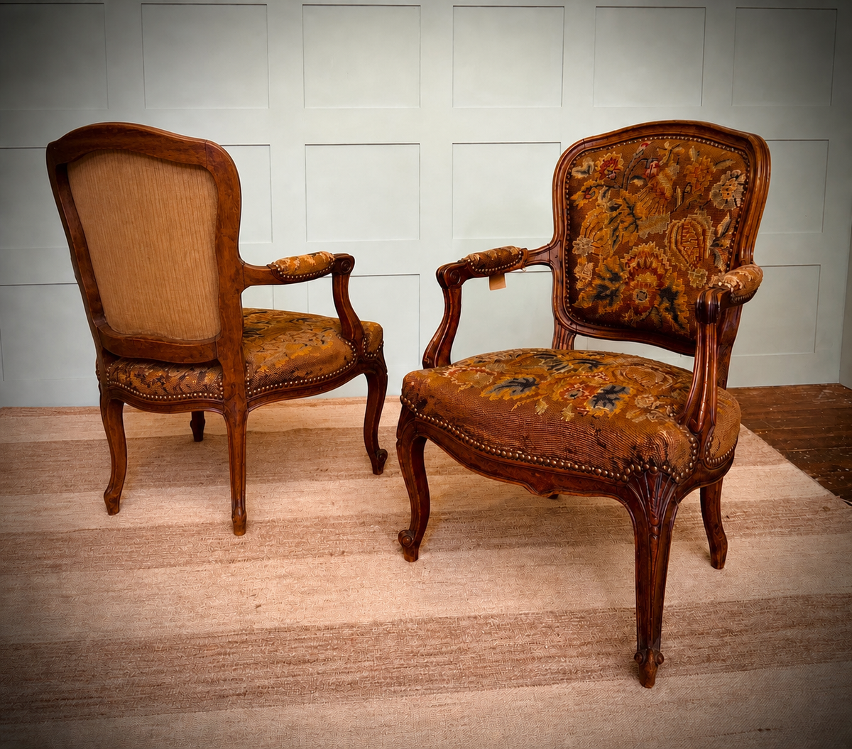 Pair of 19th Century French Louis XV Style Fauteuils (Armchairs) -Original Covers 4