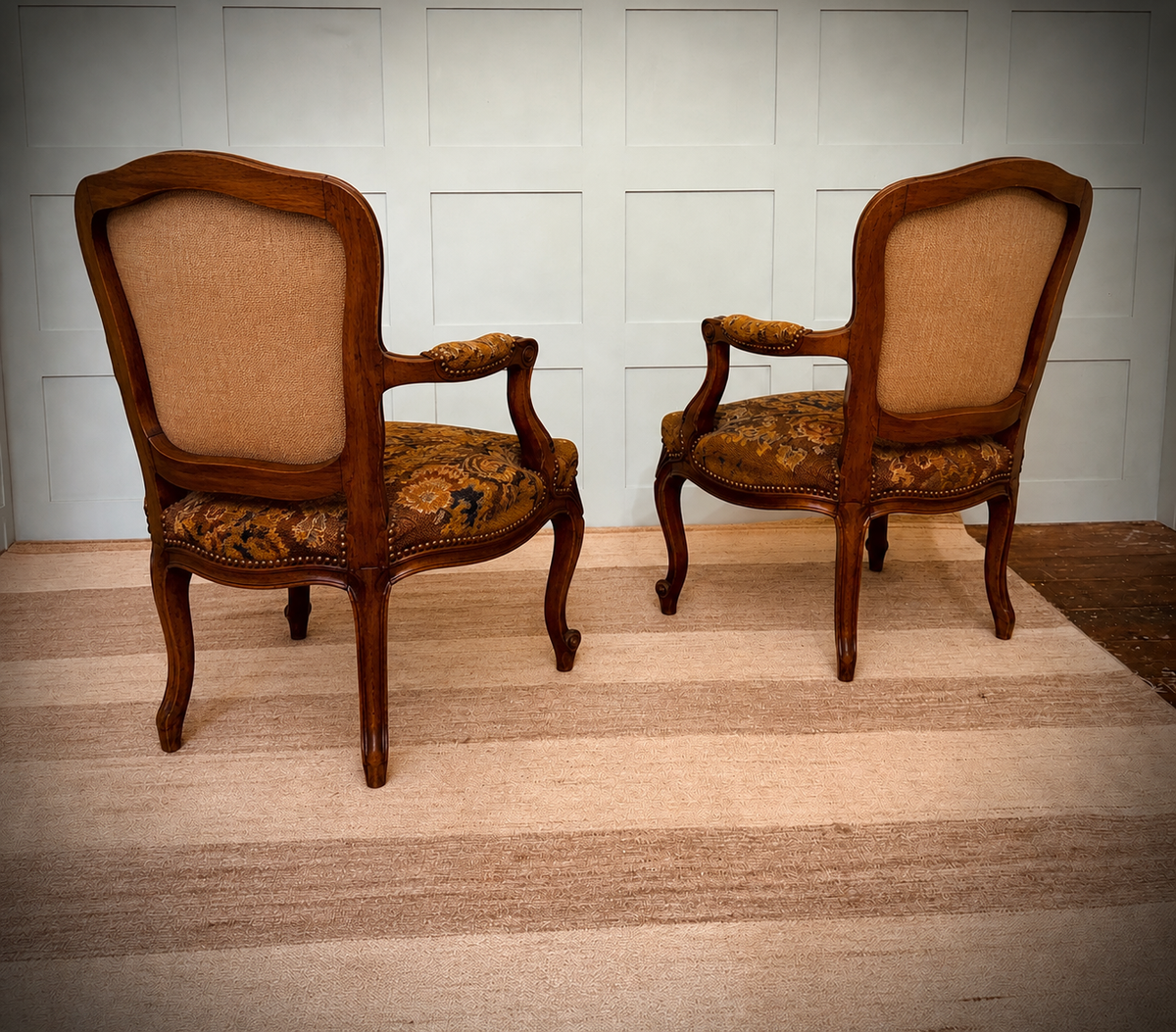 Pair of 19th Century French Louis XV Style Fauteuils (Armchairs) -Original Covers 5