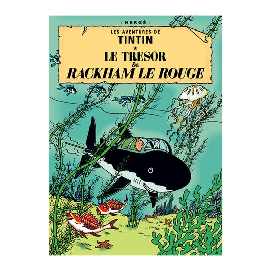 Tintin Book Cover Poster " Le Trésor de Rackham Le Rouge "