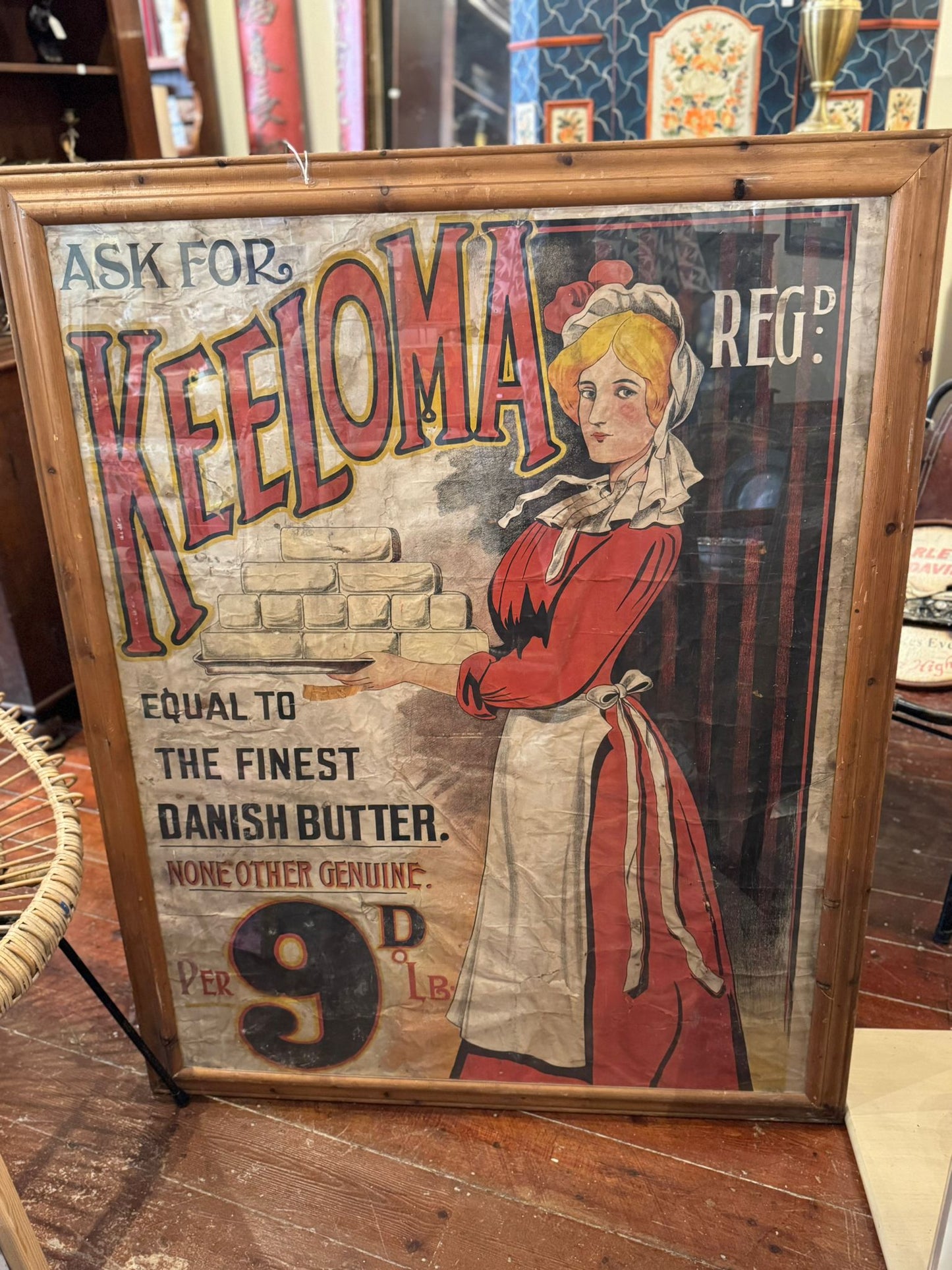 Rare Antique Keeloma Margarine Advertising Showcard c.1900 (Framed)