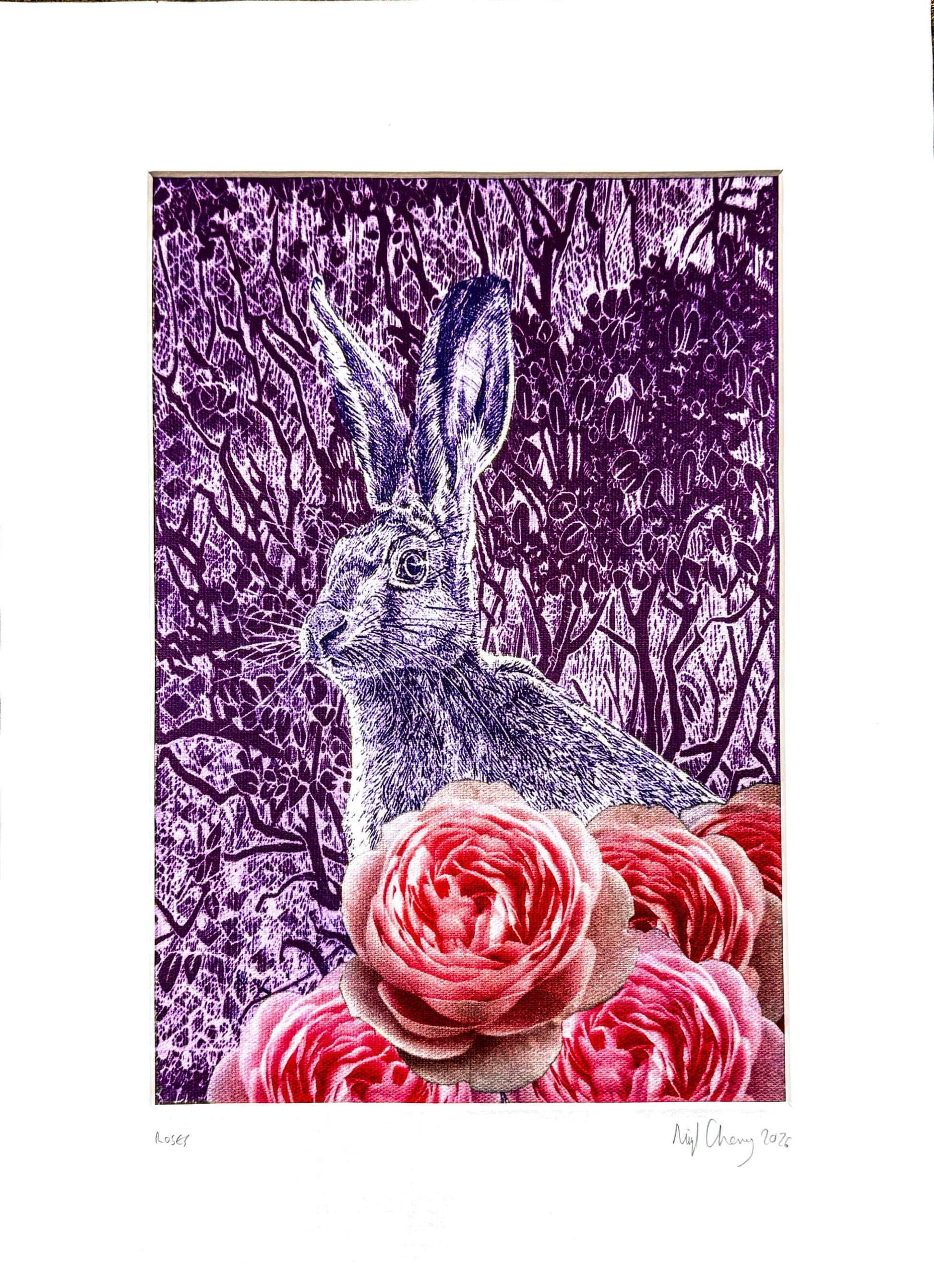 “Roses” – Textile Art Print (30 x 40 cm) by Nigel Cheney
