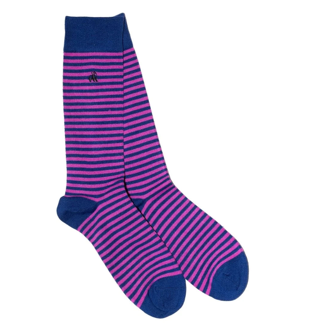 Rich Pink Narrow Striped Bamboo Socks 7-11