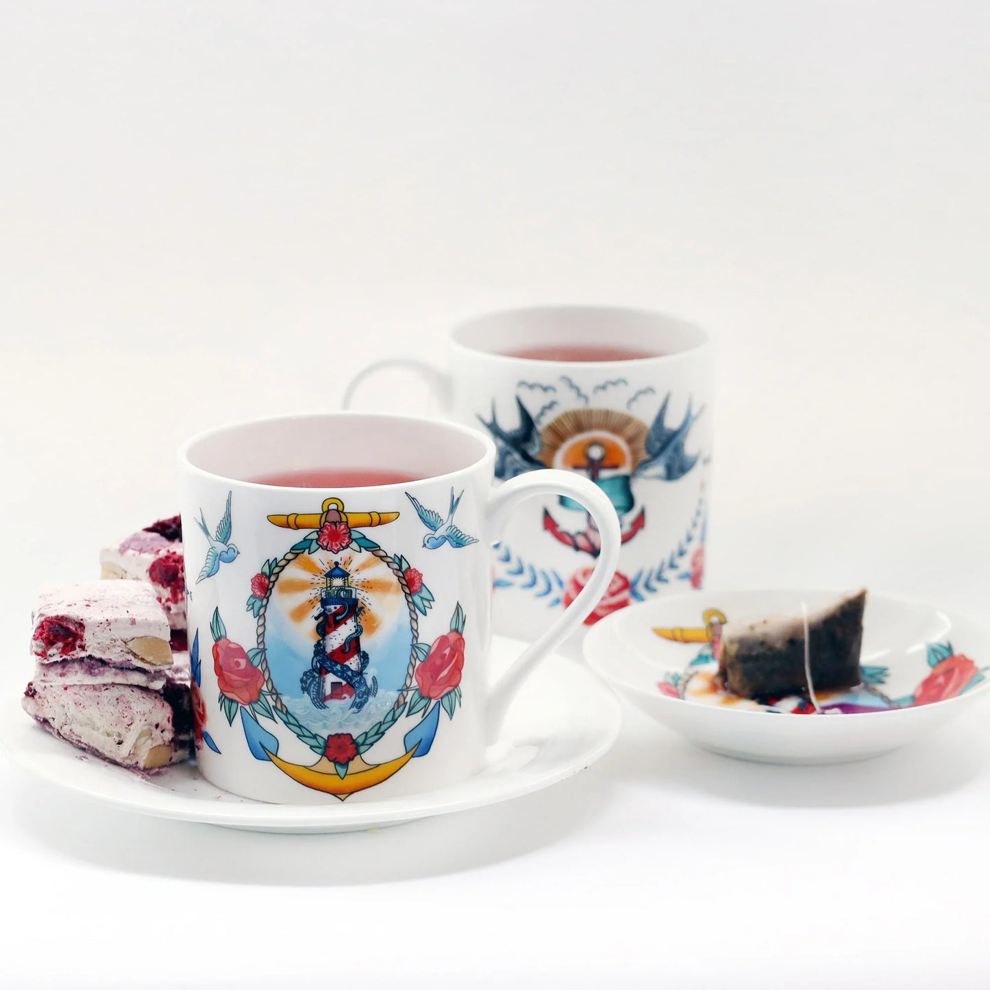 Sailor's Story Lighthouse Bone China Mug – Tattoo Art Collection | Cream Cornwall