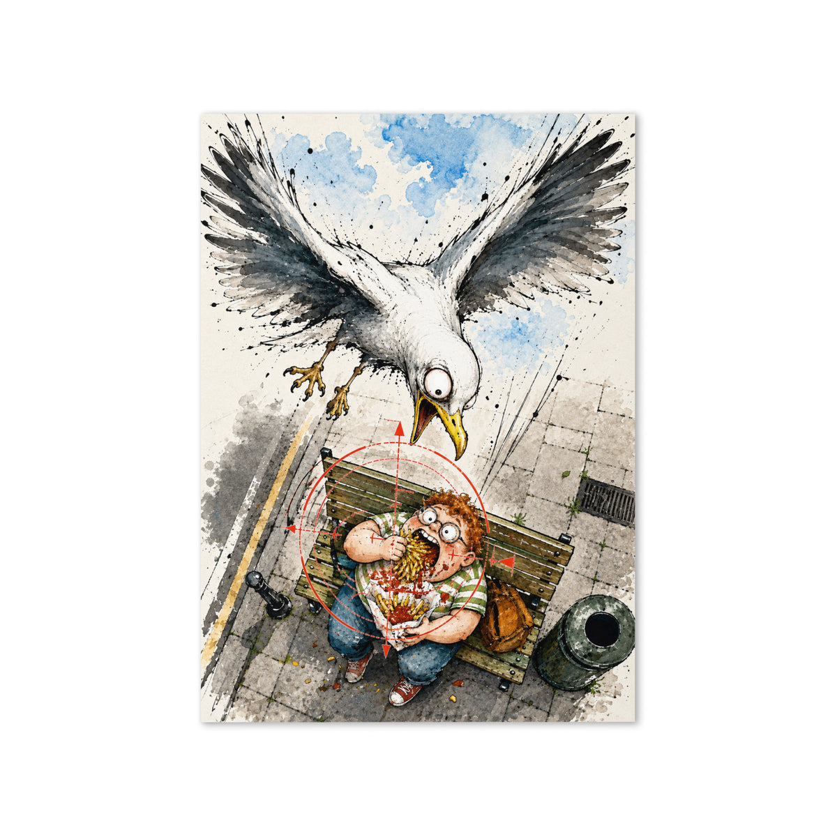 Seagull & Boy Eating Fries Greeting Card Product mockup