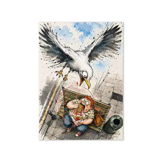 Seagull & Boy Eating Fries Greeting Card Product mockup