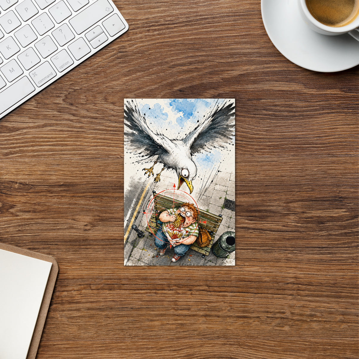 Seagull & Boy Eating Fries Greeting Card Product mockup 4