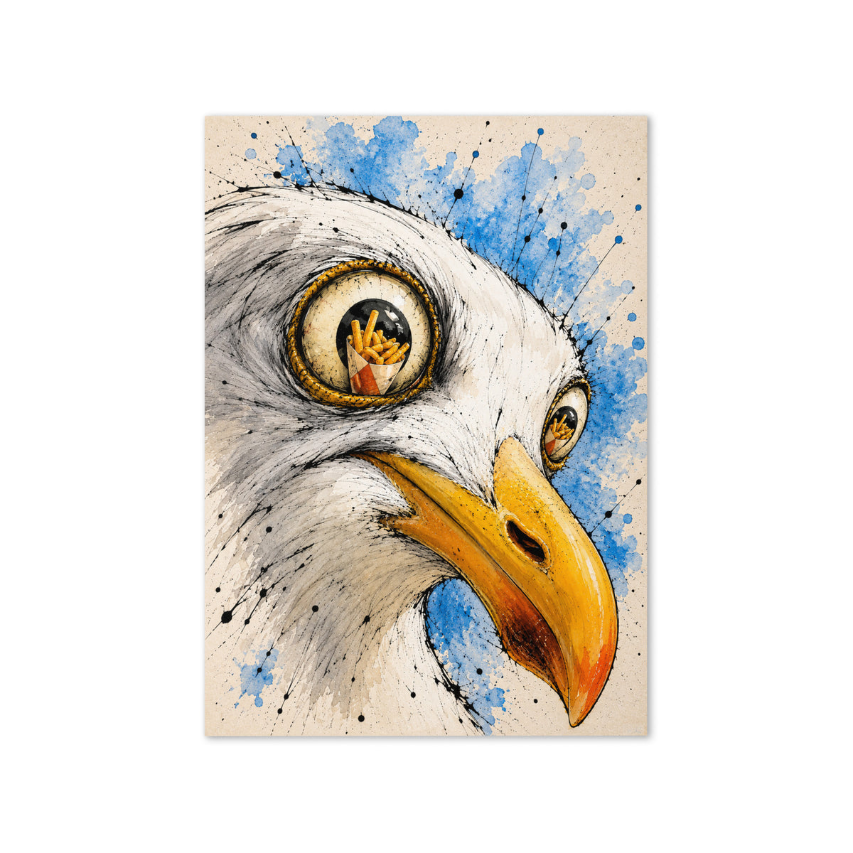 Seagull Eyes on the Fries Greeting Card Product mockup