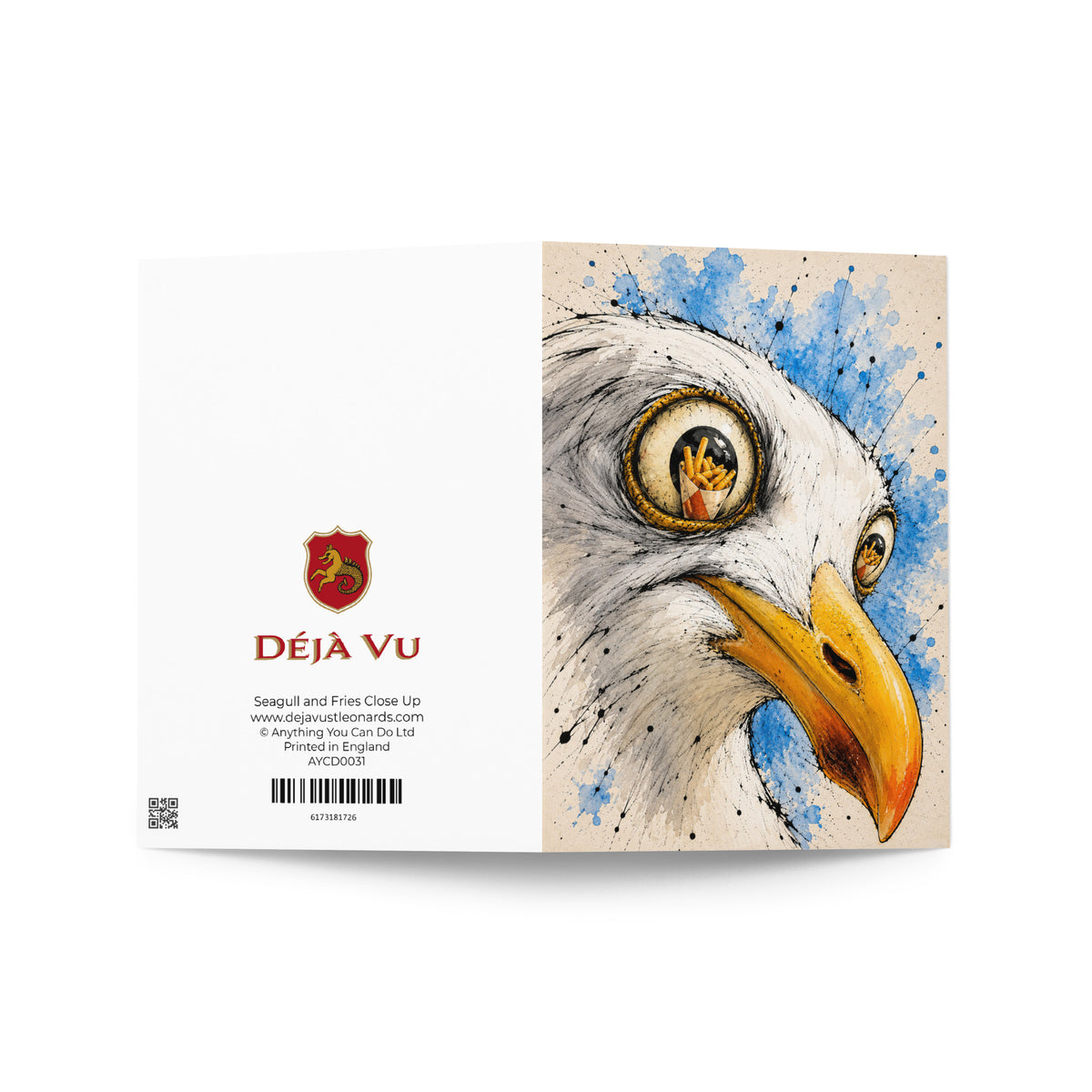 Seagull Eyes on the Fries Greeting Card Product mockup 2