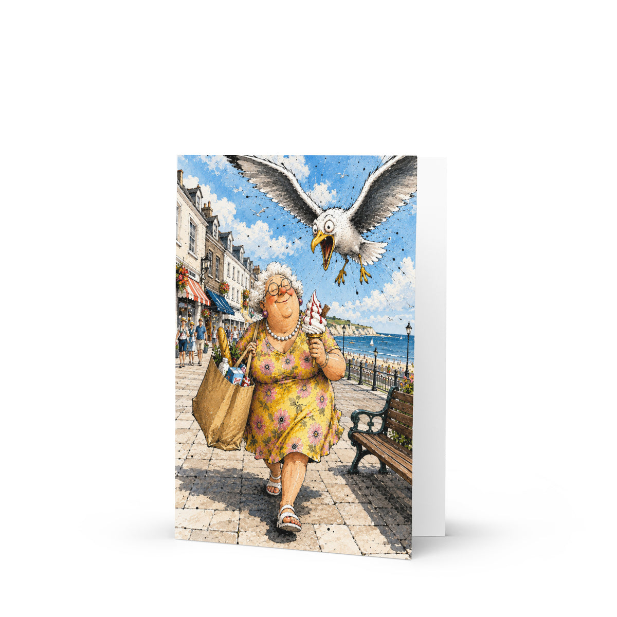 Seagull and Ice Cream Greeting Card Product mockup 3