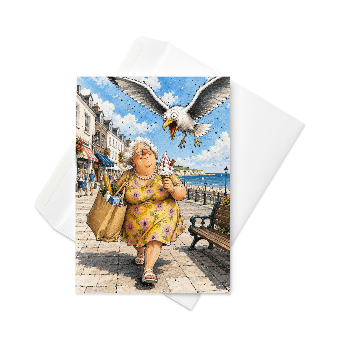 Seagull and Ice Cream Greeting Card Product mockup 4