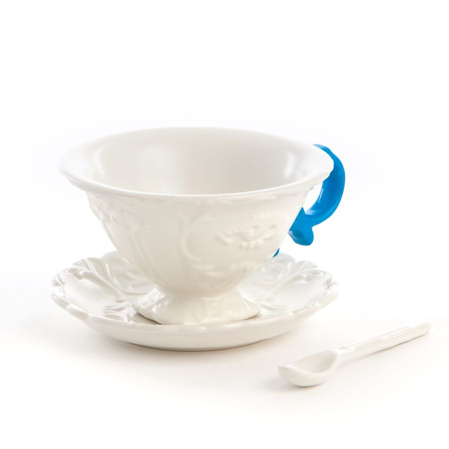 I-WARES - Light Blue Handle Tea Cup , Saucer & Tea Spoon - Seletti