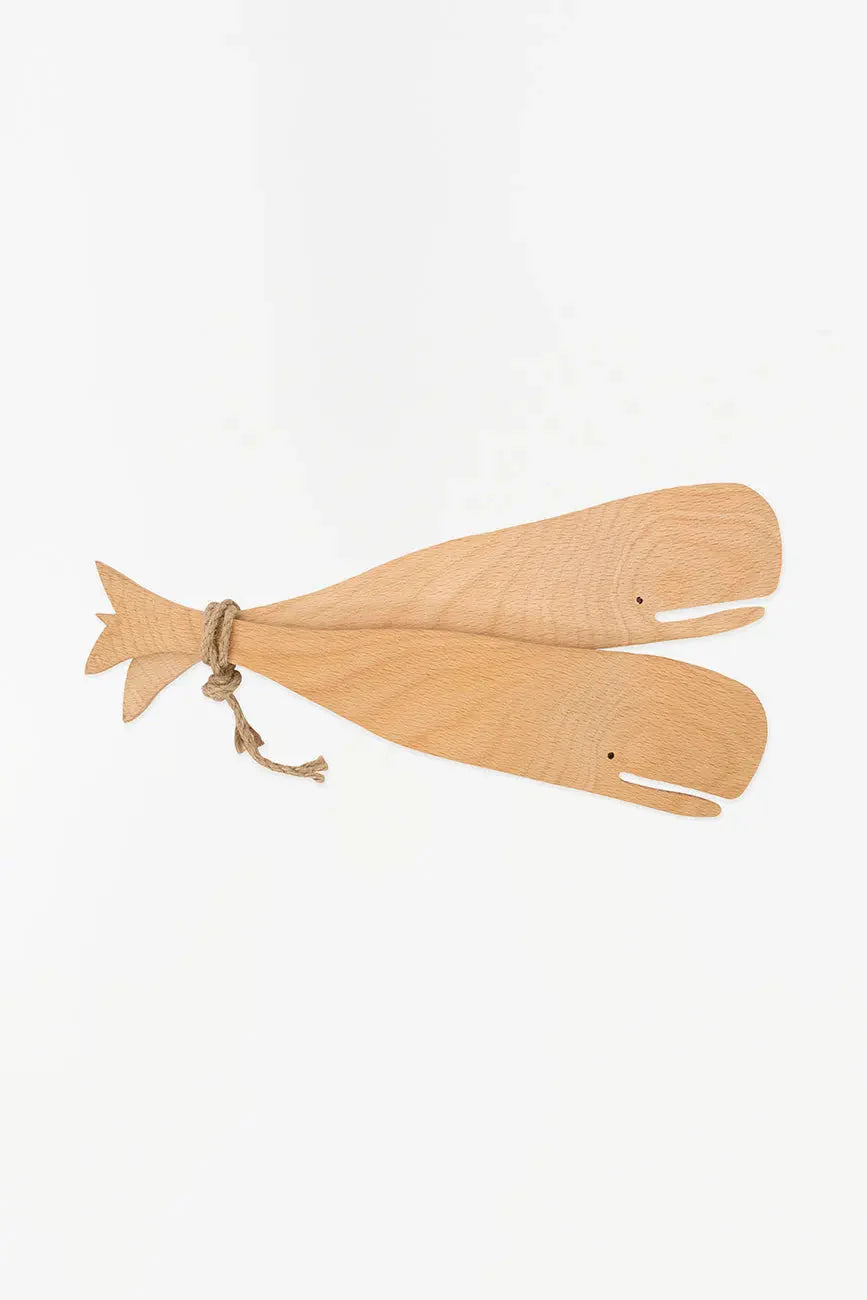Whale-Shaped Wooden Salad Servers