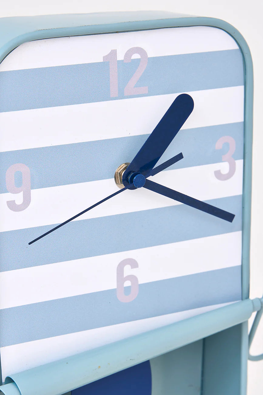 Striped Sardine Tin Can Clock - Small - Blue & White#4