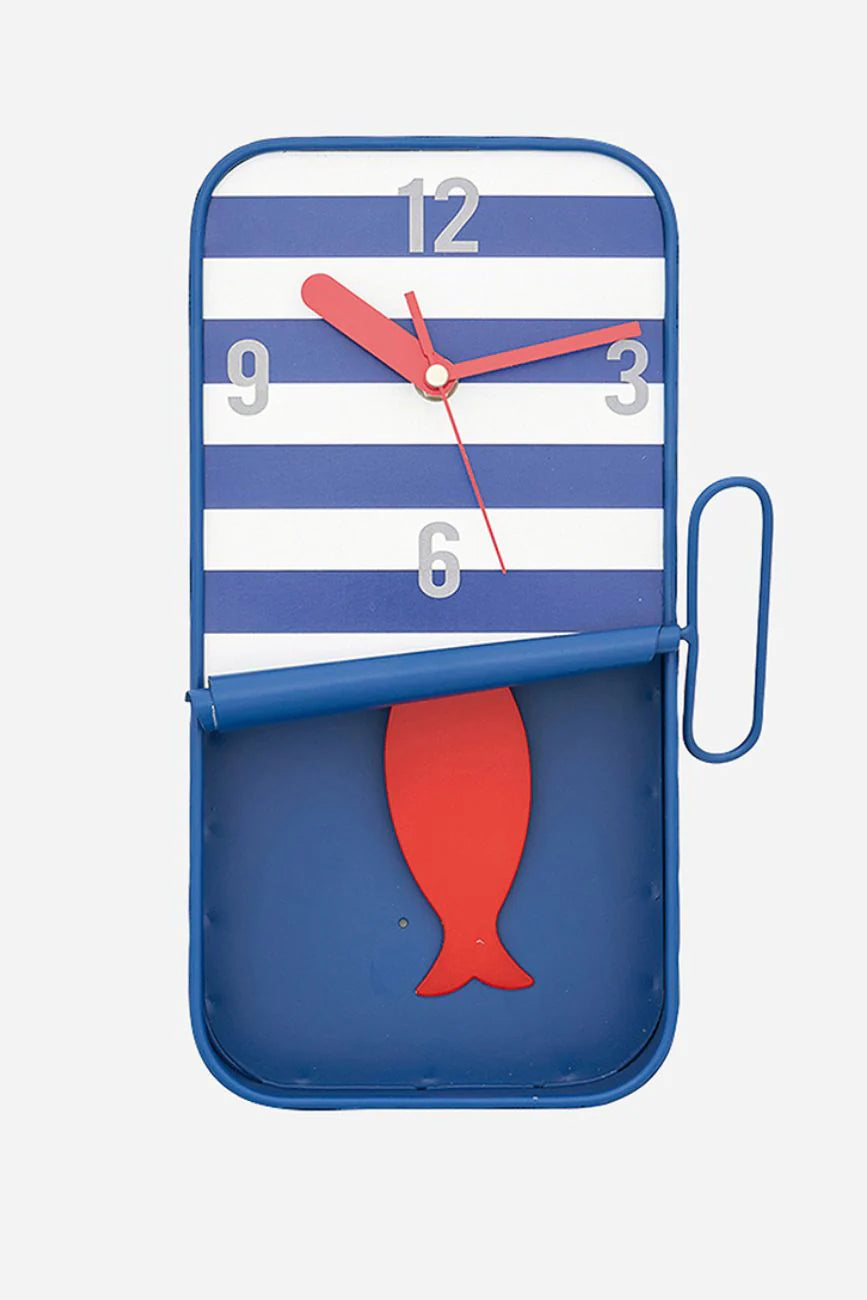 Striped Sardine Tin Can Clock#1