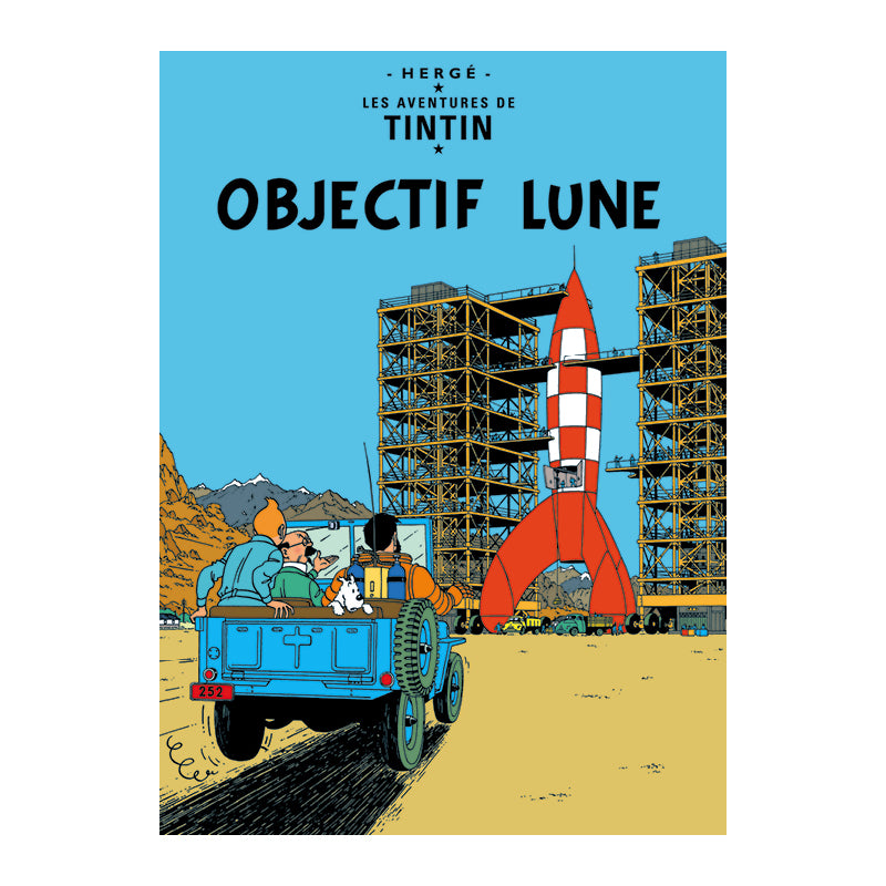 Tintin book Cover Poster "Objectif Lune  "1