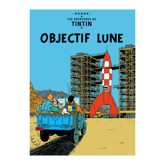 Tintin book Cover Poster "Objectif Lune  "1