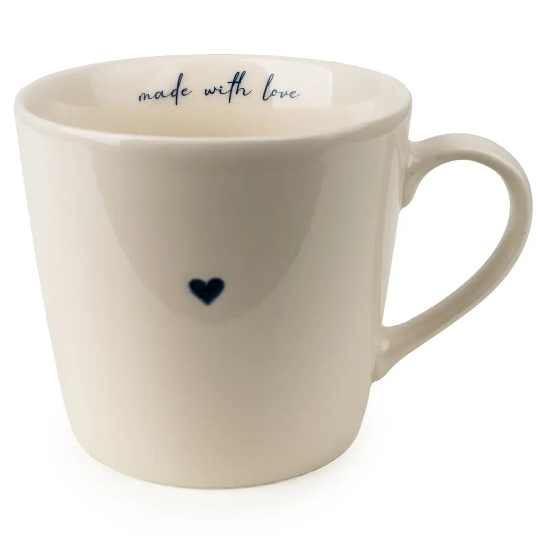 V-Shaped Mug - Wax Resist Blue Heart