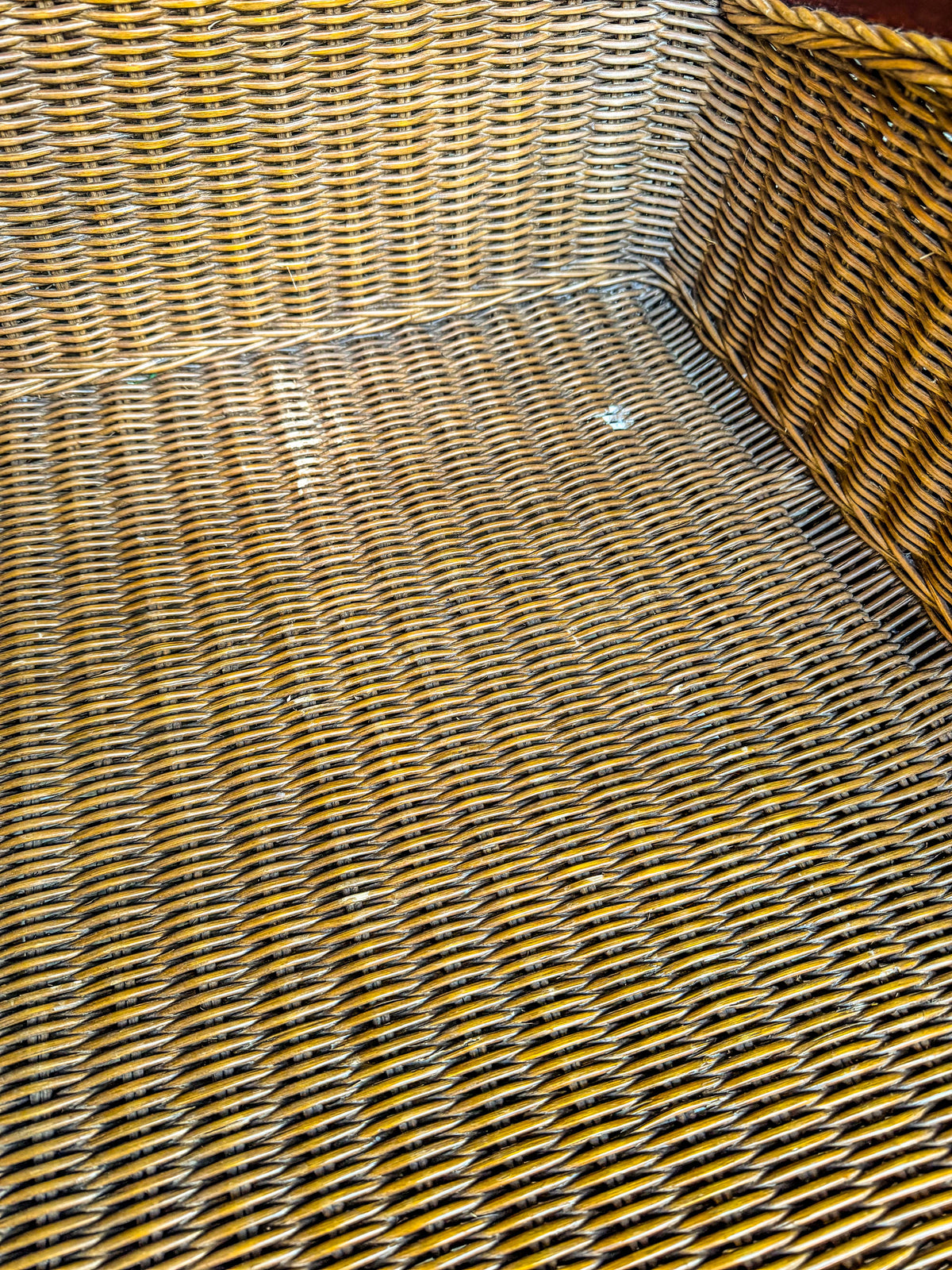 Vintage Wicker & Wood Armchair Close up 3