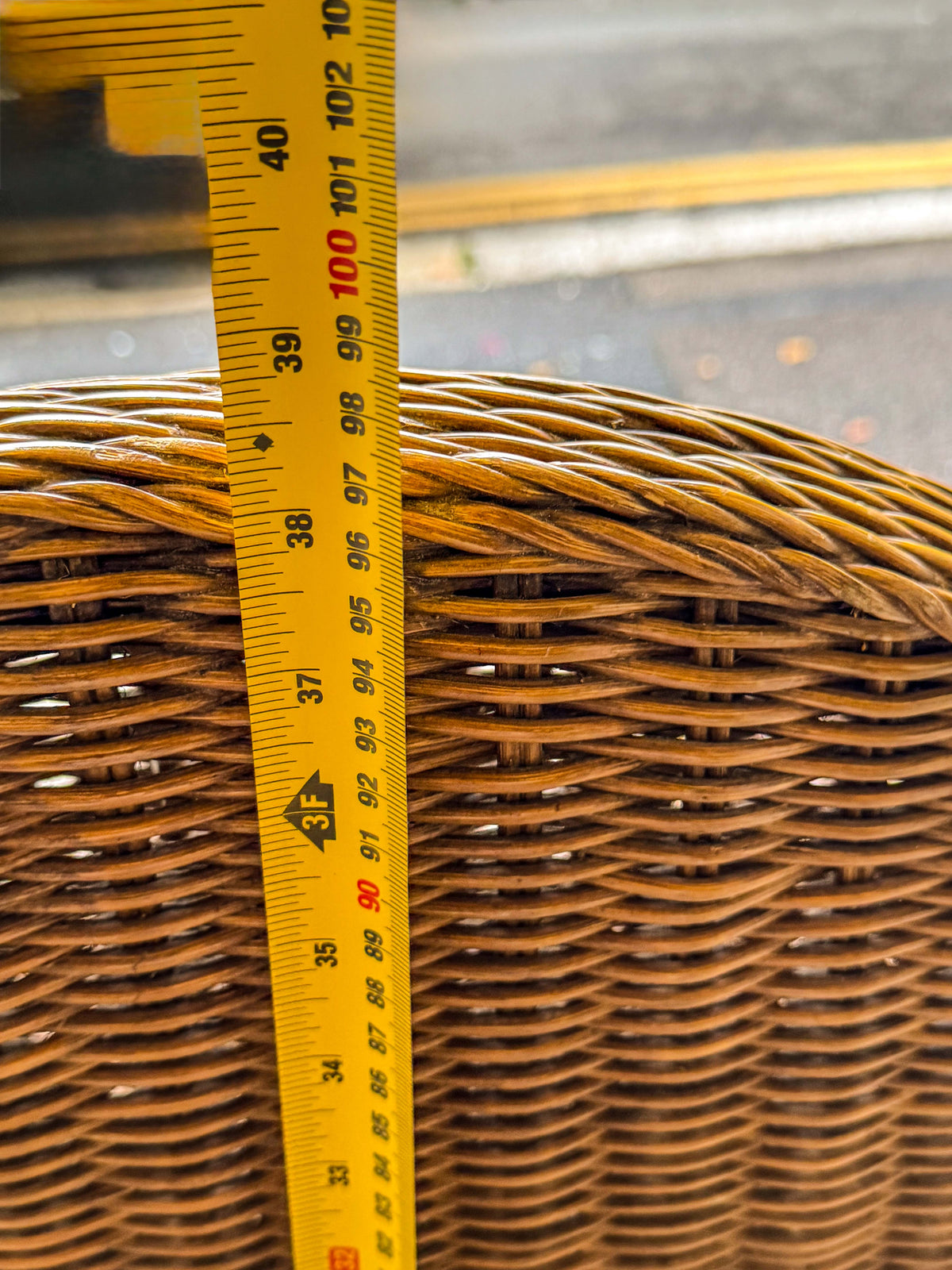 Vintage Wicker & Wood Armchair Height