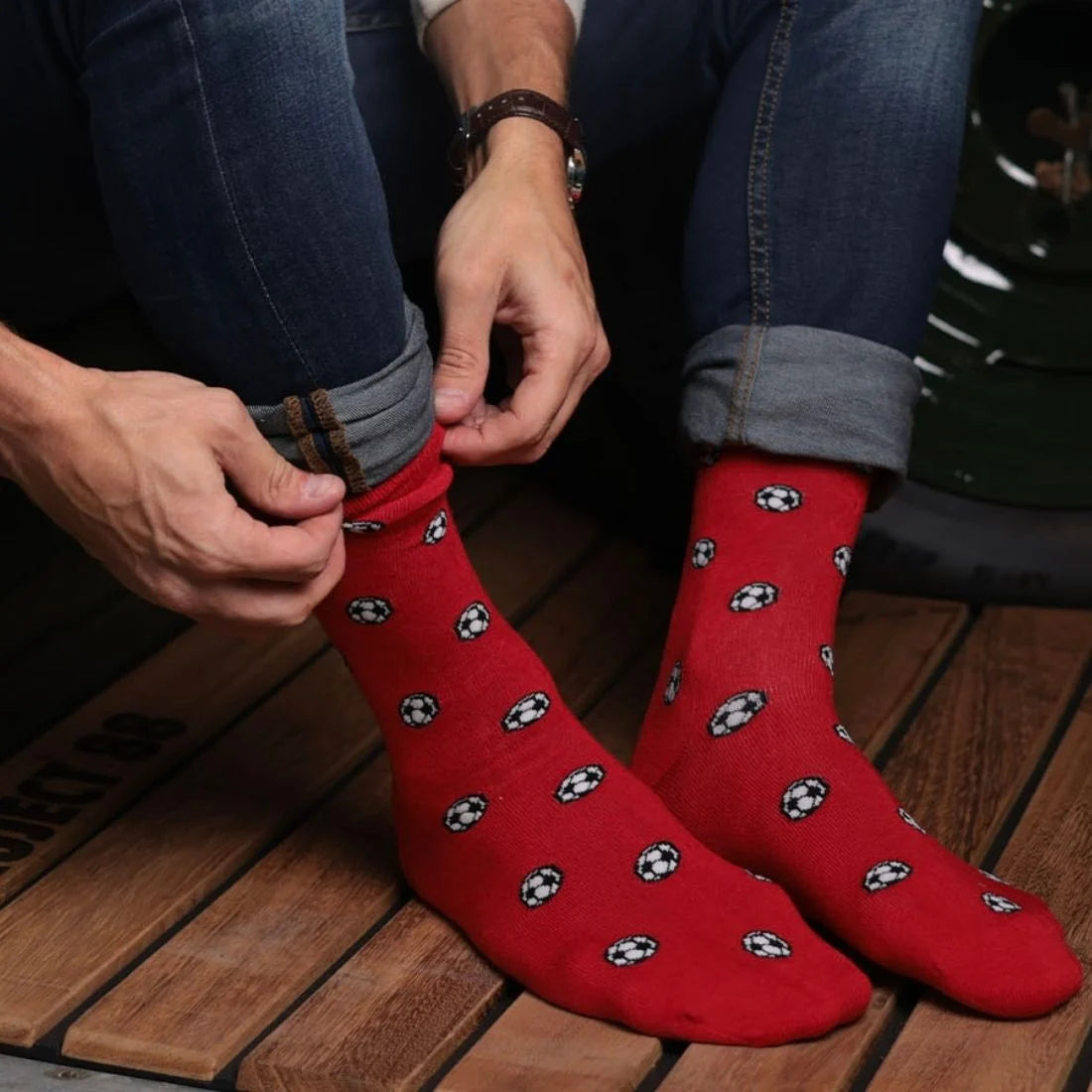 Red Football Bamboo Socks 7-11 UK