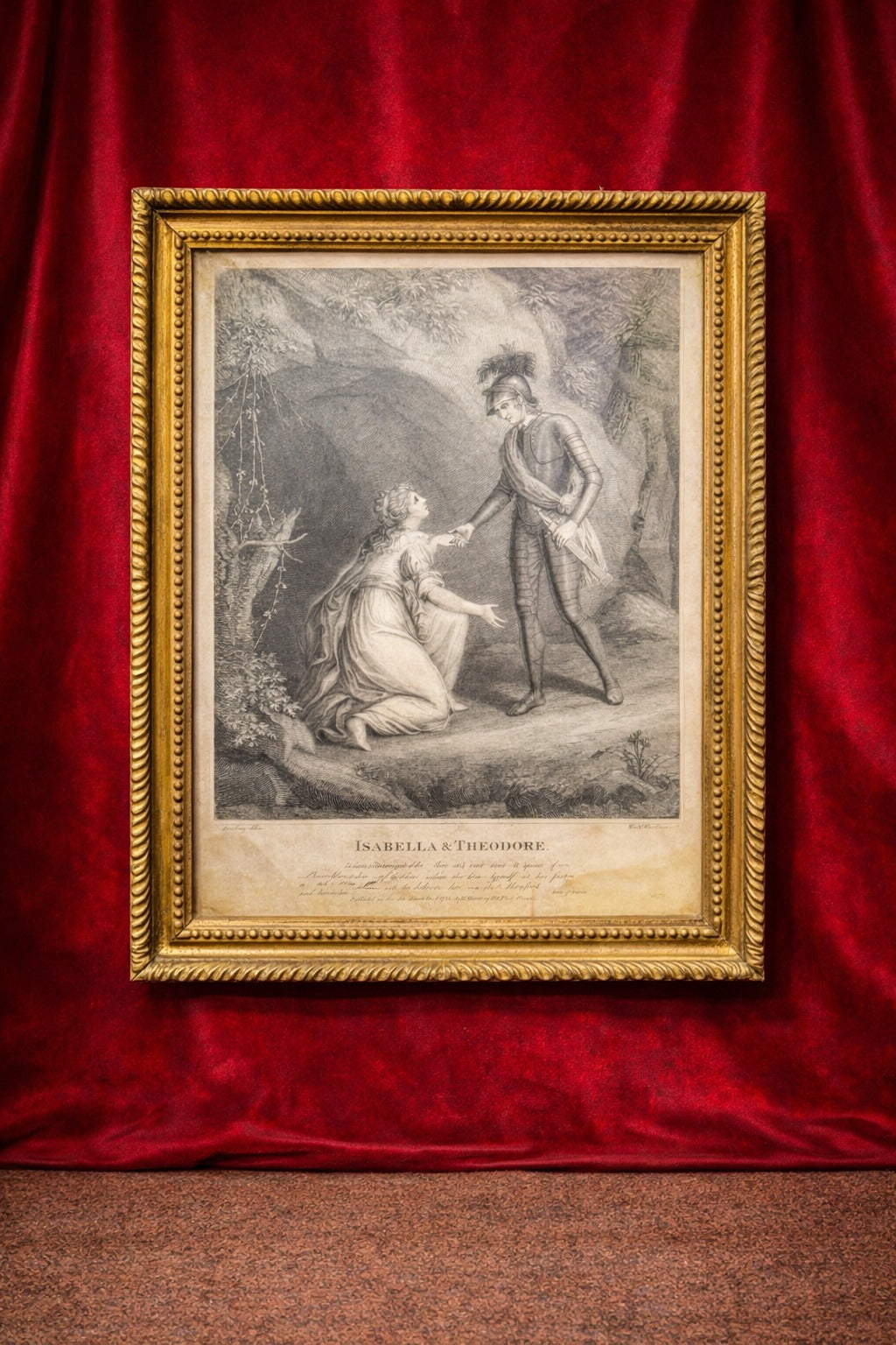 18th-century print of Isabella & Theodore, after an original by S. Harding, engraved by W. N. Gardiner and published in 1788