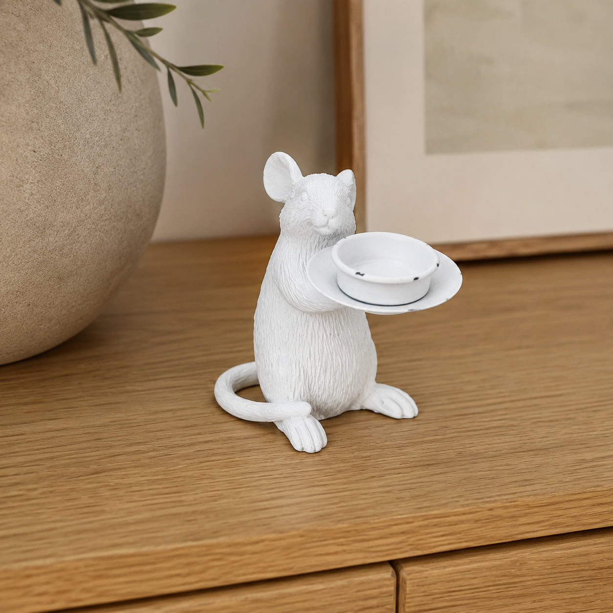 White Mouse Candle Holders
