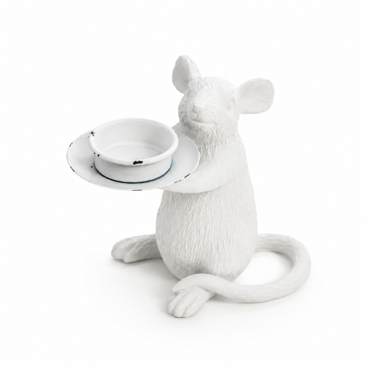White Mouse Candle Holders