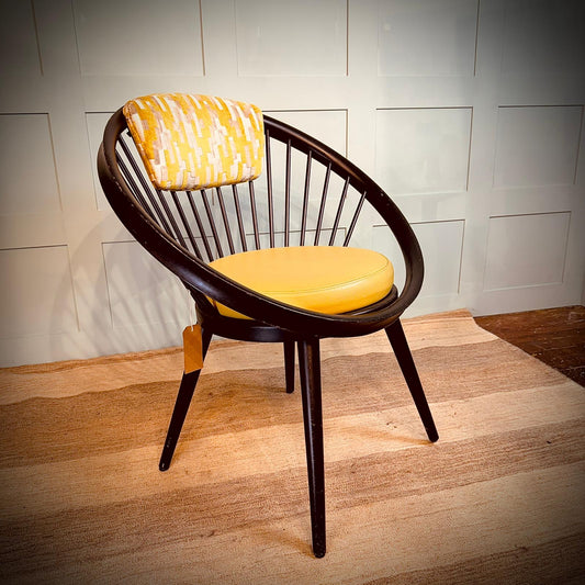 Yngve Ekström 'Mingo' Circle Chairs for Swedese — Reupholstered Pair, Sweden c.1960s