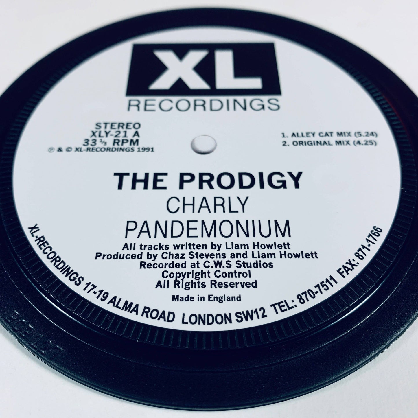 Prodigy. Charly and Firestarter. 2 record label coasters.