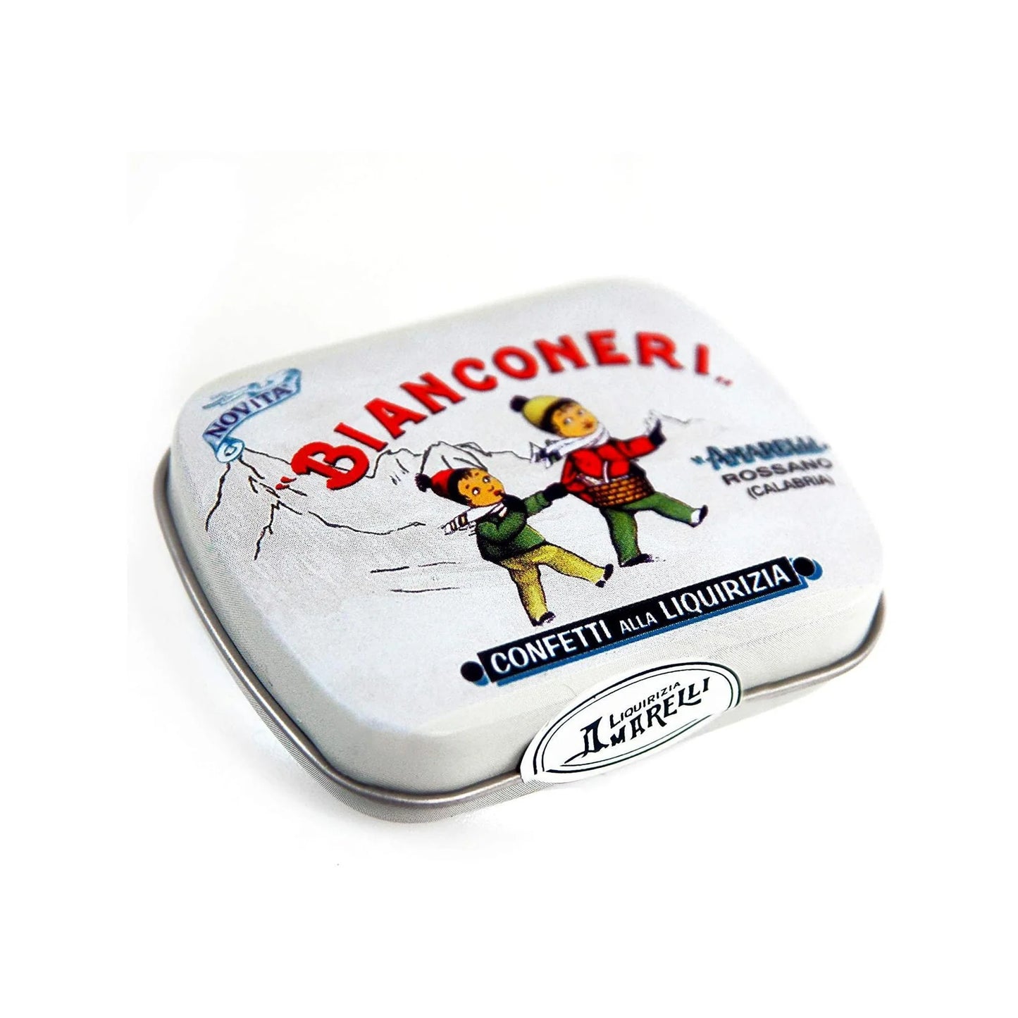 Amarelli Bianconeri 20g Tin - Mint & Vanilla Flavoured Sugar Coated Liquorice