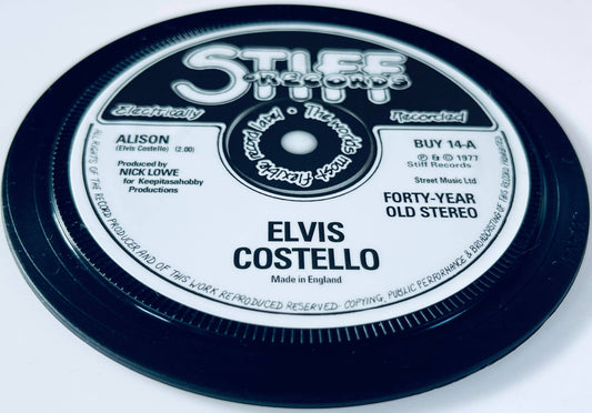 Elvis Costello record label coaster. Alison. Popsters