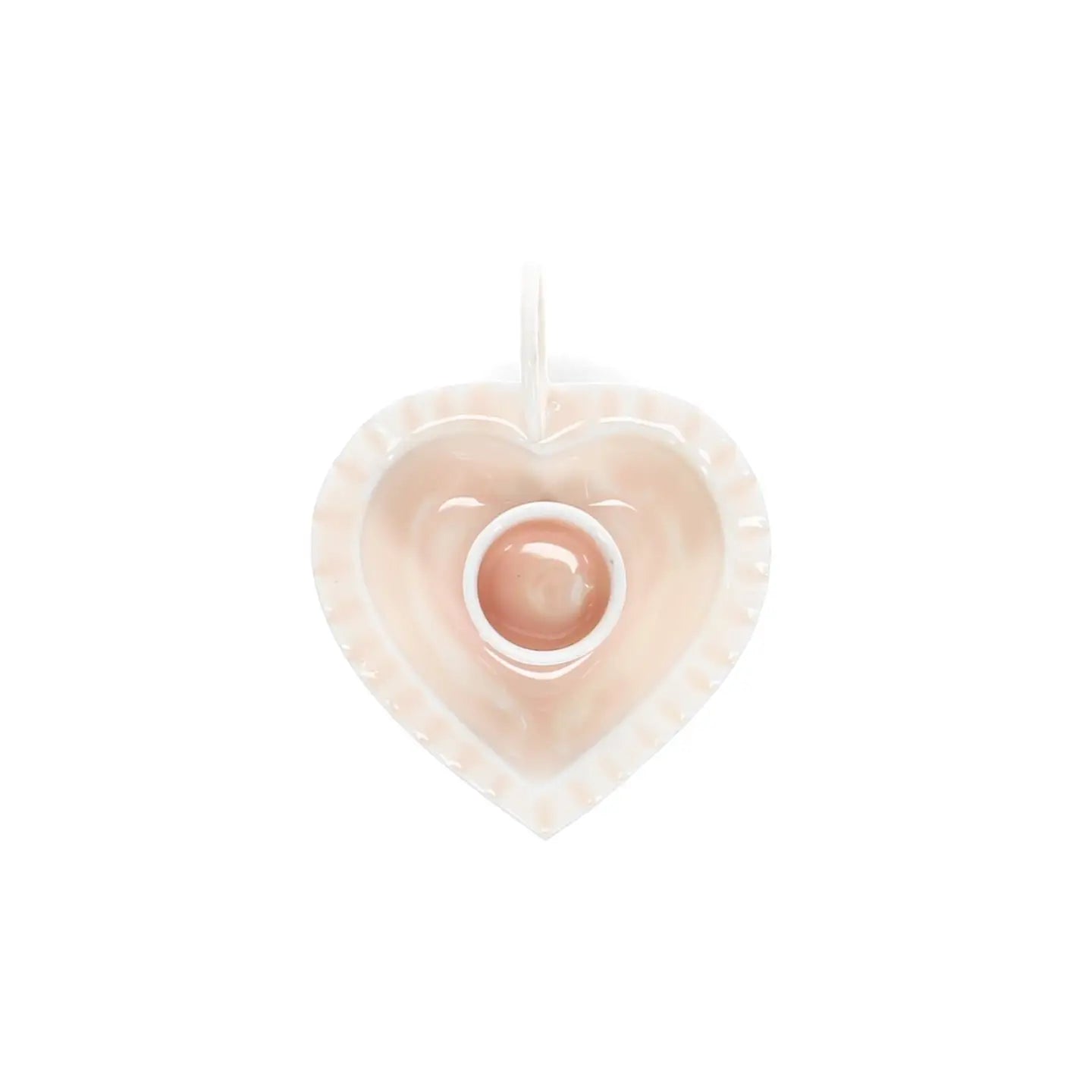 Enamel Heart-Shaped Chamberstick Candle Holder - Pink