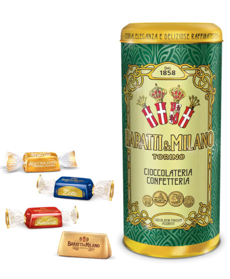 Baratti & Milano Historical Tin Filled With Dark and Milk Praline Chocolates