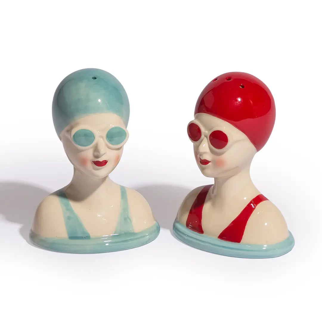Set of Ceramic Beach Swimmers Salt & Pepper Shakers