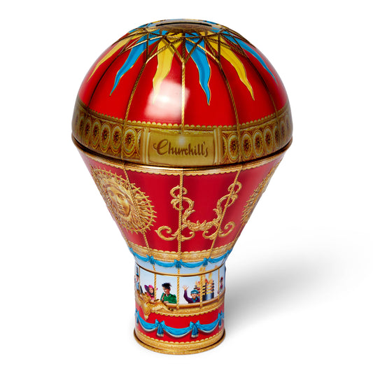 Victorian Hot Air Balloon Red Gift Tin with Chocolate Fudge