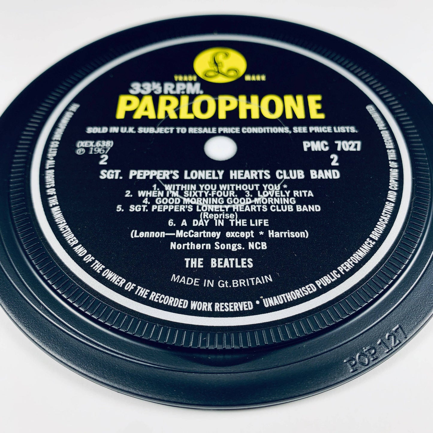 Classic British record label coasters - Beatles, Pink Floyd.