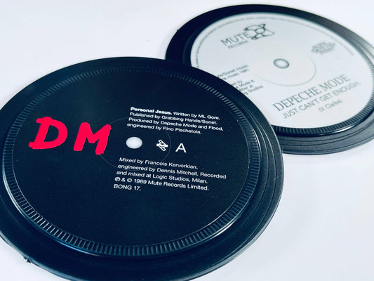 Depeche Mode. 2 record label coasters. Popsters.