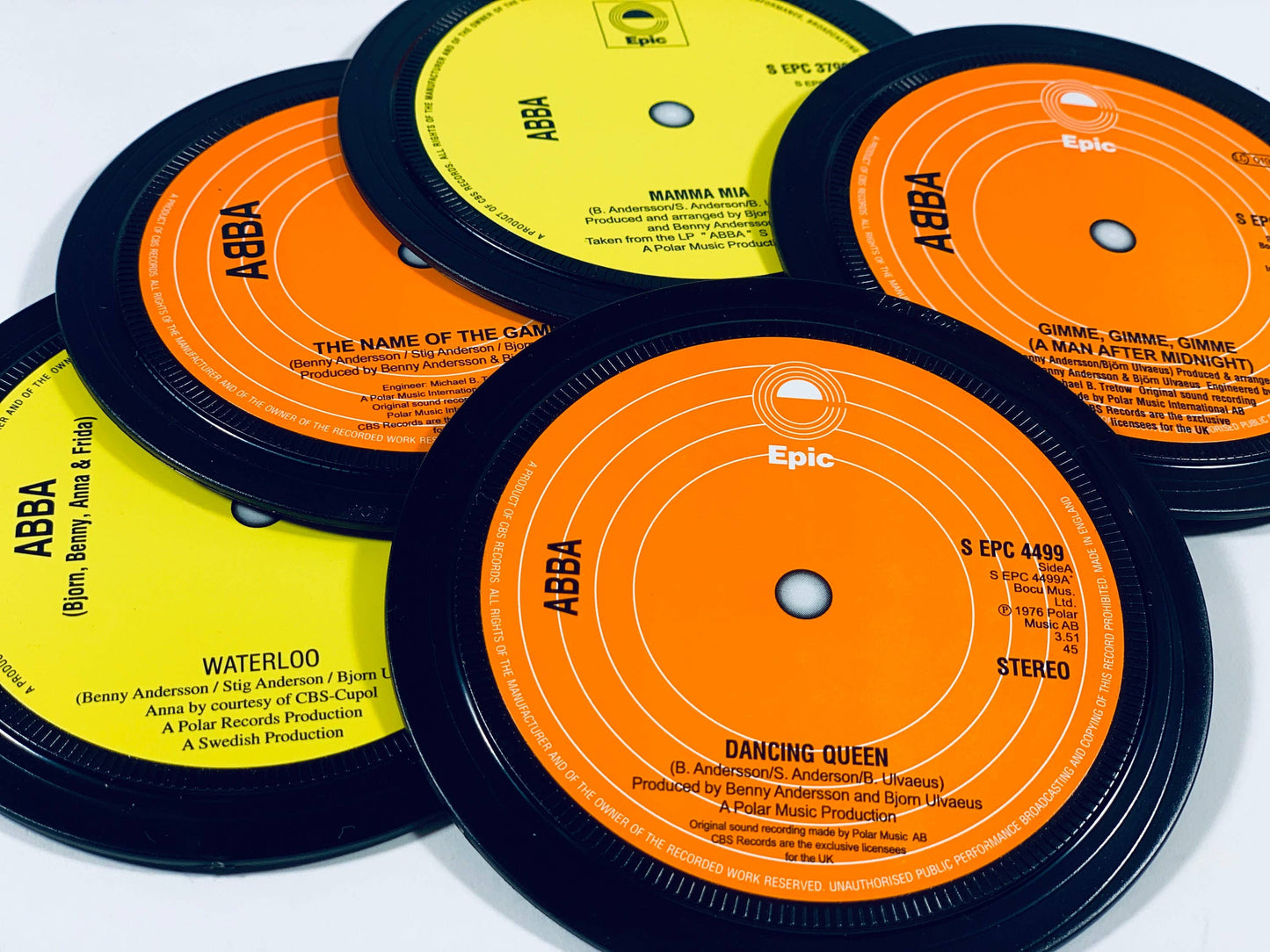 1970s Record label coasters. 5 in a box. Popsters