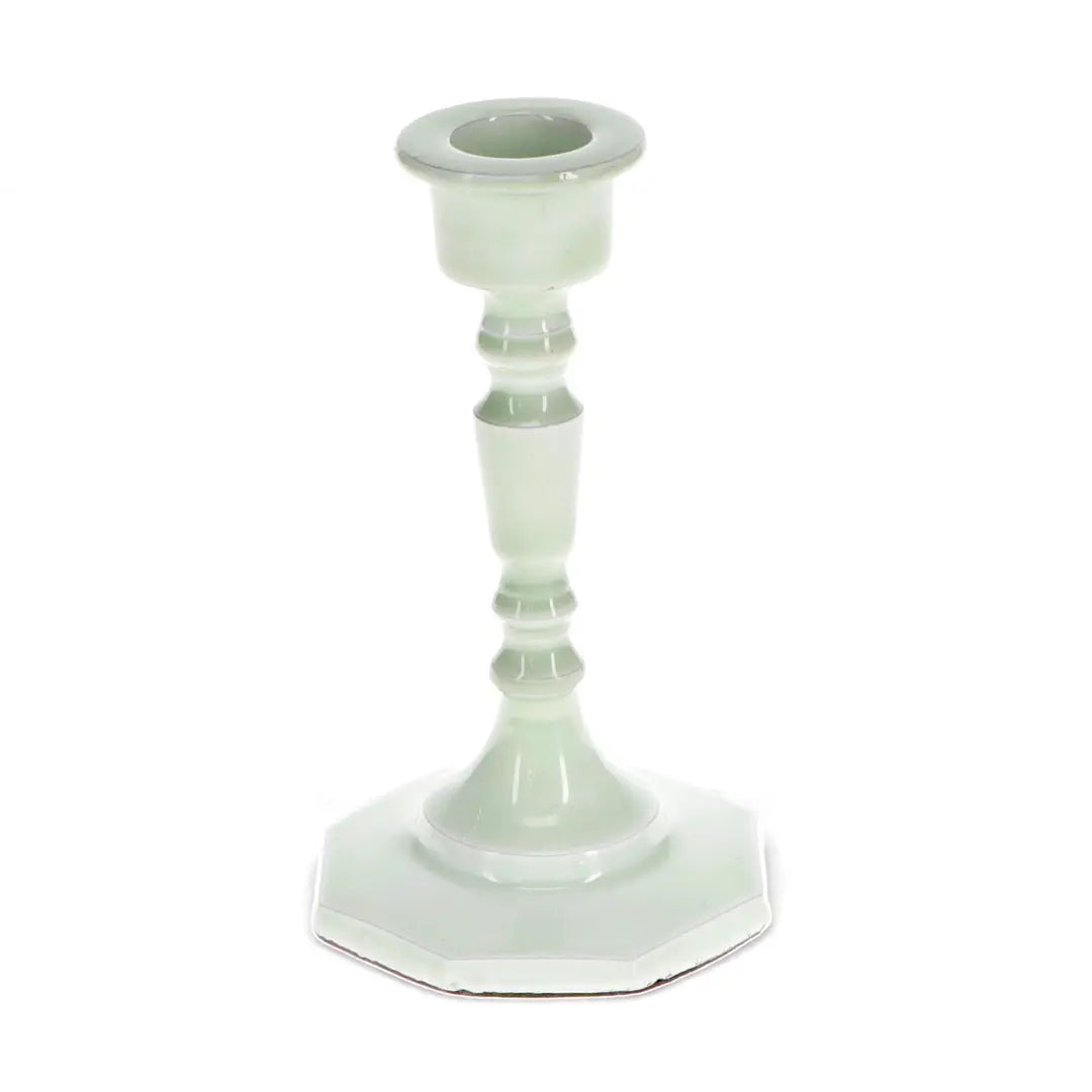 Enamel candlestick (13cm) -  Light Grey