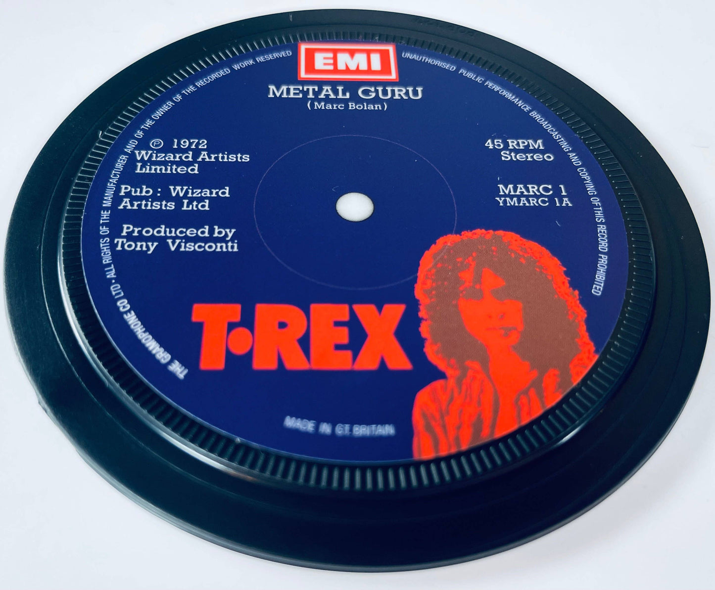 1970s record label coasters - Marc Bolan, Bowie, Blondie.