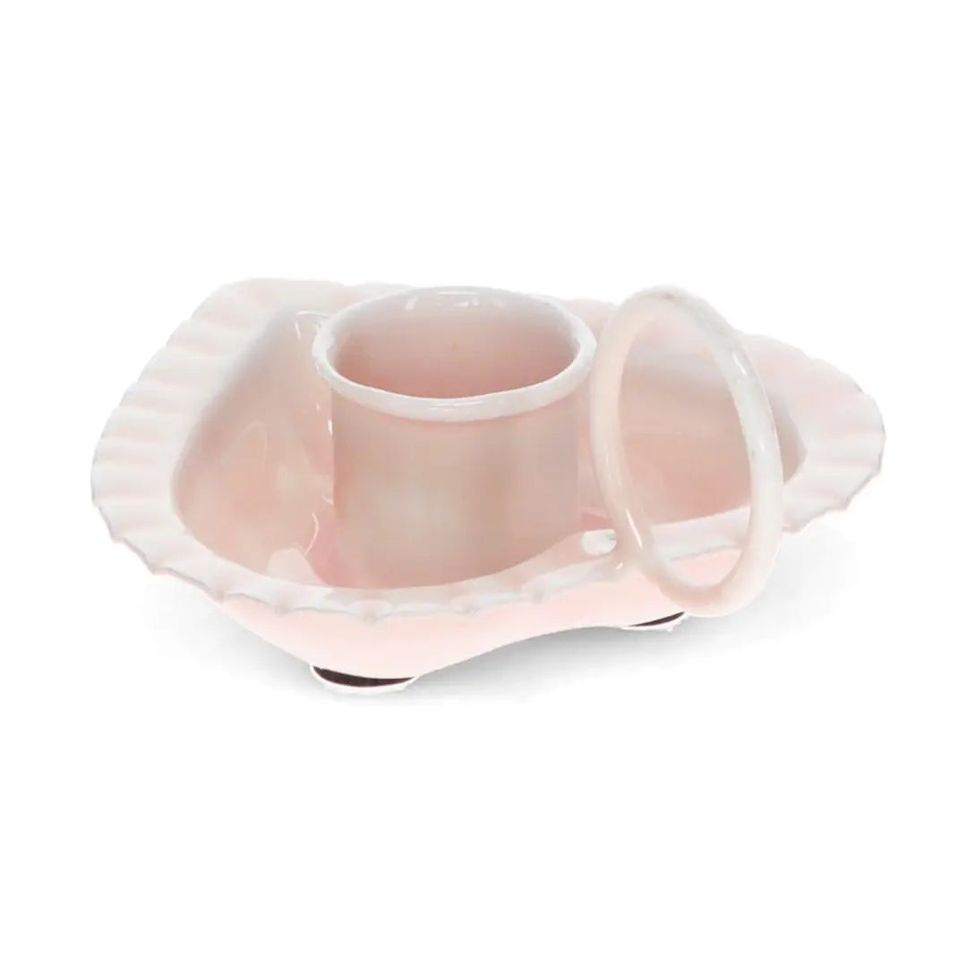Enamel Heart-Shaped Chamberstick Candle Holder - Pink