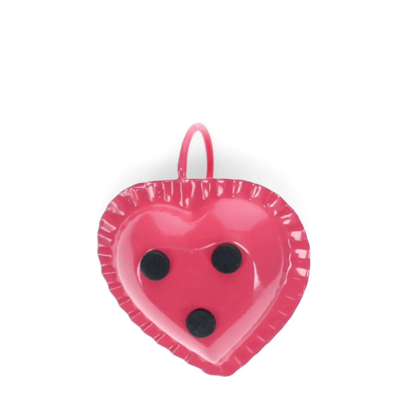 Enamel Heart-Shaped Chamberstick Candle Holder - Vibrant Pink