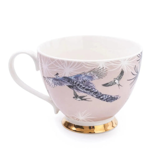 Footed Mug Magnolia Sunset Pink and Gold